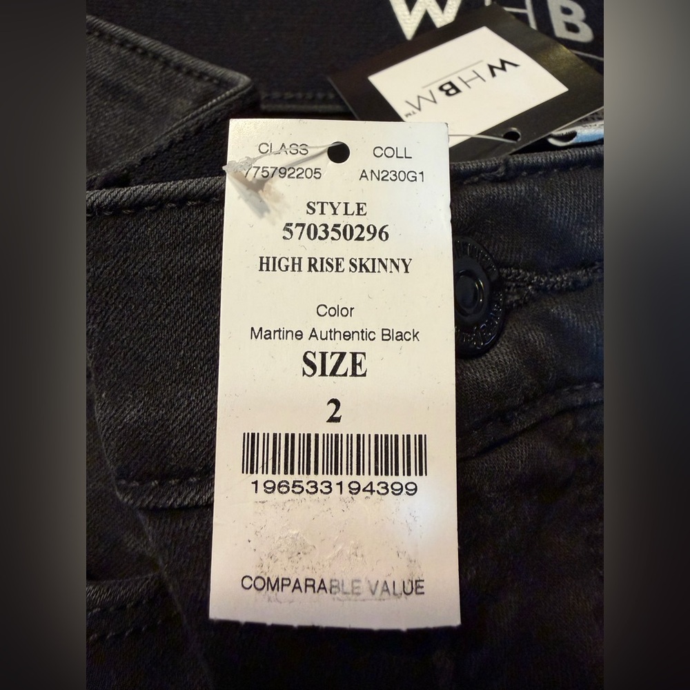 White House, Black market, high-rise skinny Women's Denim in black   size 2  NWT - Picture 7 of 14